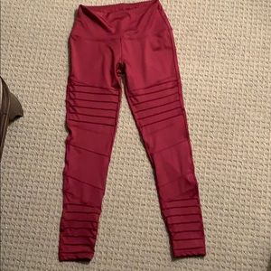 LAVALOKA Moto Leggings Burgundy; Small